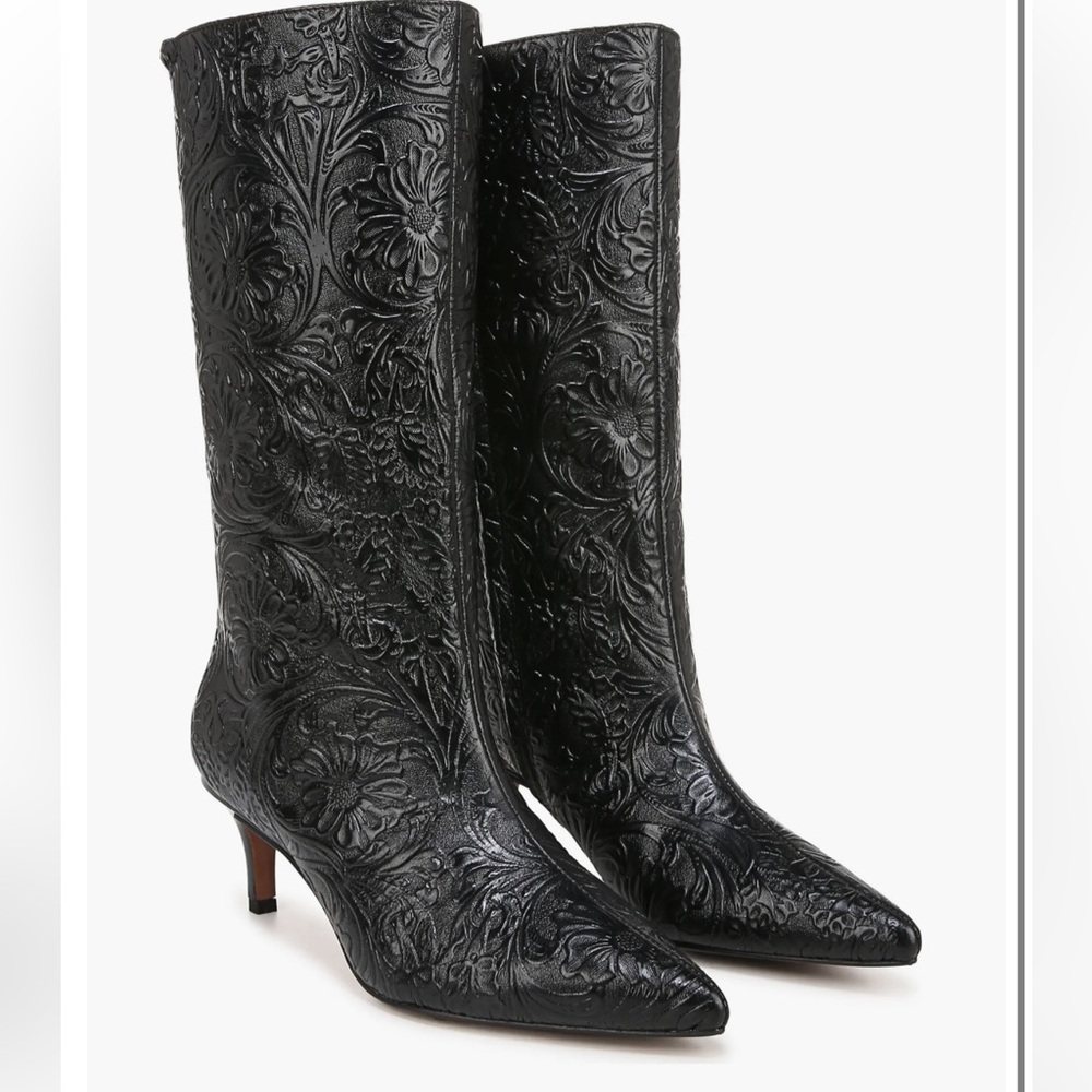 Franco Sarto Amari Embossed Mid Calf‎ Boot Size 8
